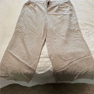Torrid | 24 Tall | Light Tan Linen-Blend Pants